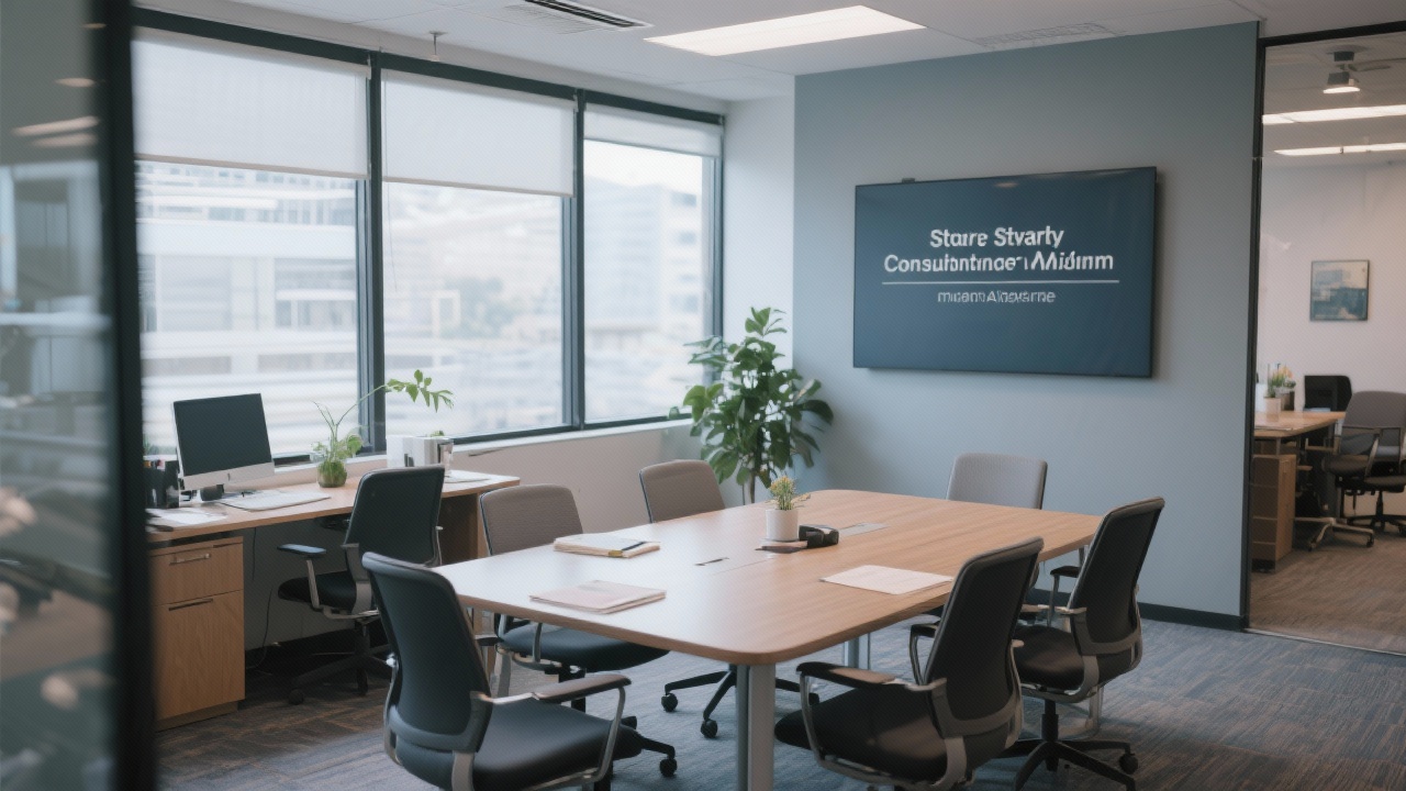 Modern advisory office with welcoming meeting space prepared for startup consultation sessions
