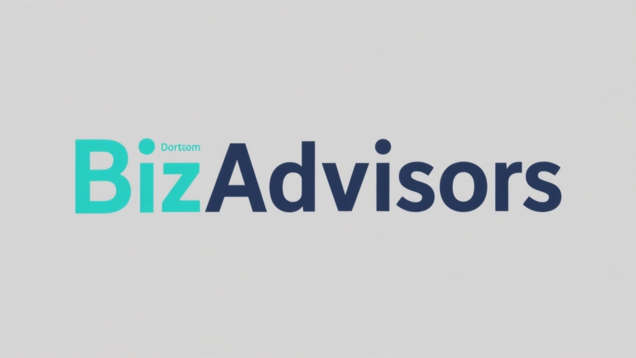 Minimalistic wordmark logo of Dortmund BizAdvisors with clean lettering in teal and navy tones symbolizing strategic startup consulting expertise